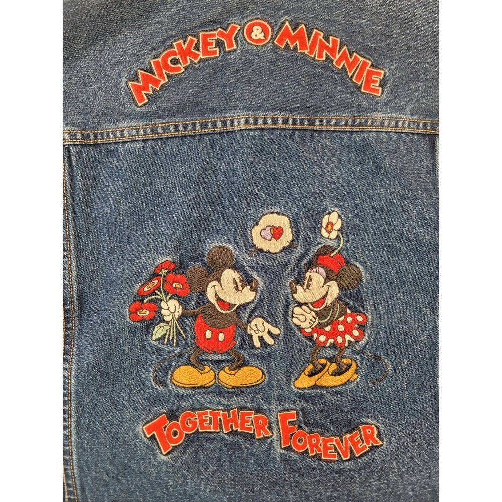 Vintage Disney Store Mickey Minnie Denim Jacket Small Embroidered - Picture 7 of 10